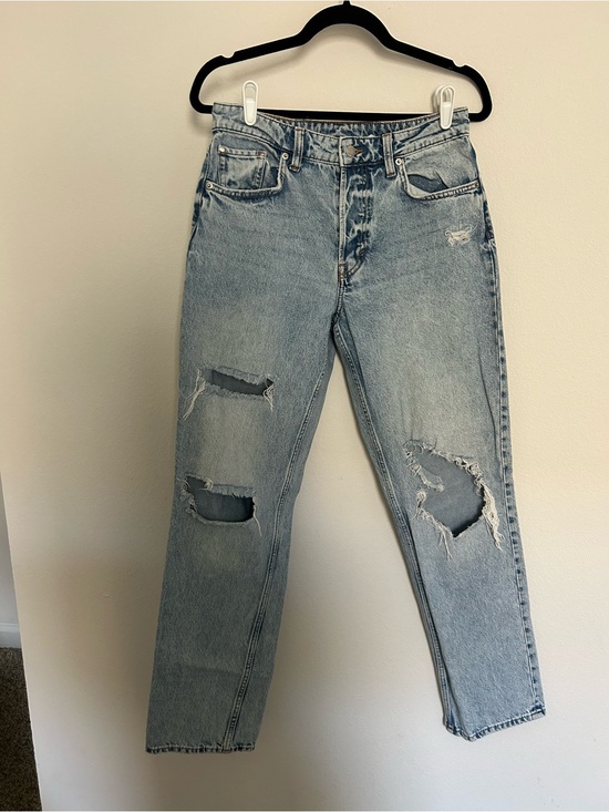 Denim - Light Wash Distressed High-Rise Boyfriend Jeans